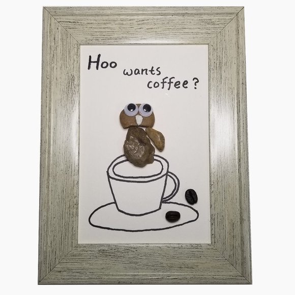 Pebble Art – Who Wants Coffee - Picture 1 of 5